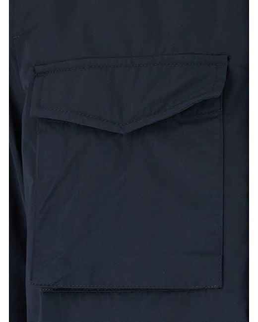 Aspesi Blue Jacket With Front Zip Closure And Side Pockets for men
