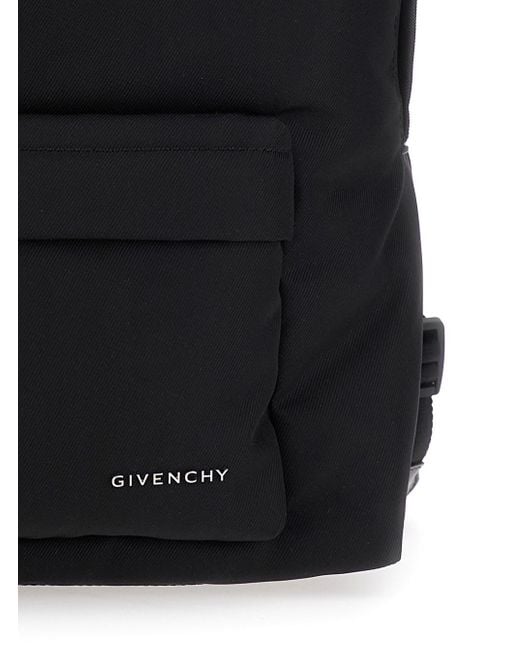 Givenchy Black Backpack With Adjustable Shoulder Straps And Logo On Front for men