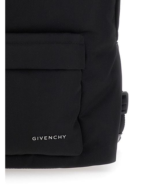 Givenchy Black Backpack With Adjustable Shoulder Straps And Logo On Front for men