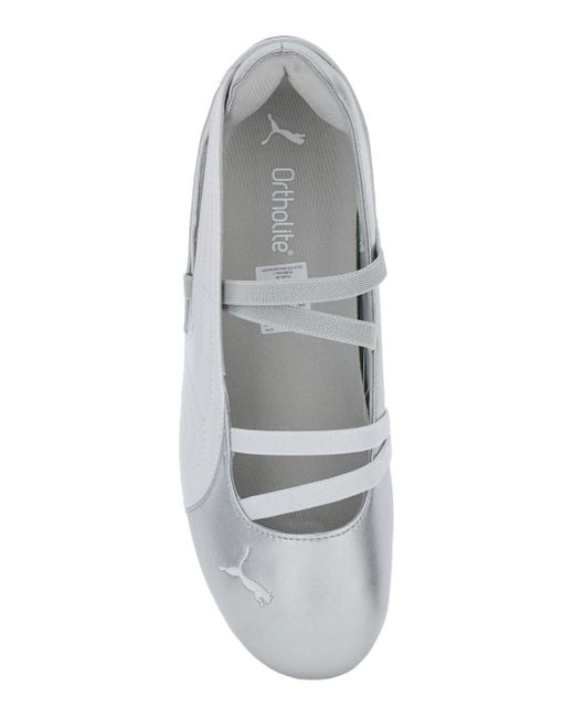 PUMA White 'Speedcat' Ballet Shoes With Elastic Band And Logo On Th