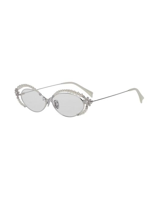 YVMIN White Daisy Pearl Glasses With Metal Frame And Pearlescent Details, Me