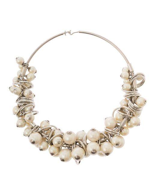 Dries Van Noten Natural Tone Necklace With Faux Peals