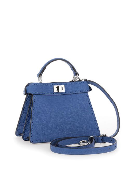 Borsa A Mano 'Peekaboo Iseeu Petite' Con Chiusura A Girello di Fendi in Blue