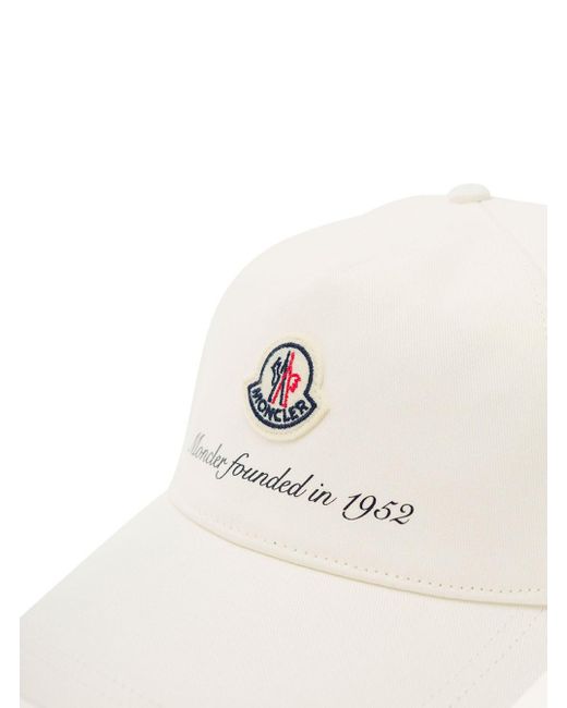 Moncler White Baseball Cap With Logo Patch for men