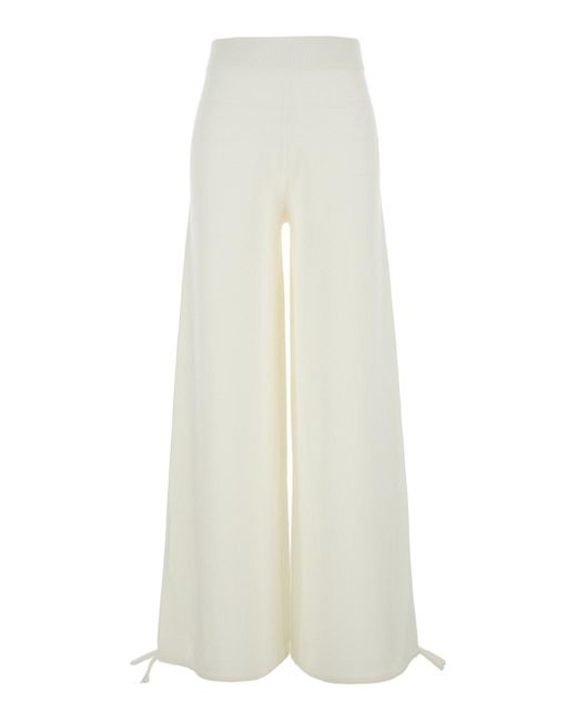 Max Mara White 'Nigeria' Pants With Elastic Waist And Wide Leg