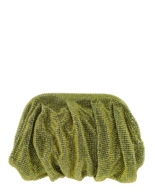 Benedetta Bruzziches Green 'venus La Petite' Clutch Bag In Fabric With Allover Crystals