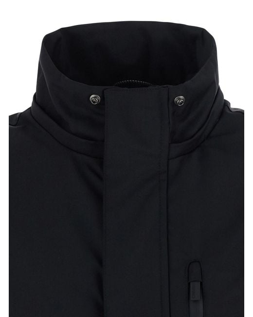 Heskimo Blue Jacket Nylon Tech With High Collar And Pockets for men