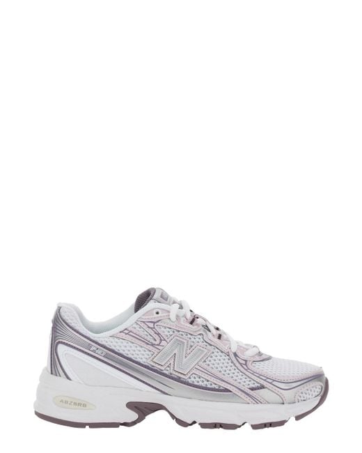 New Balance White Low Top Sneakers With Logo Patch On Side And Tongue And Perforated Panels