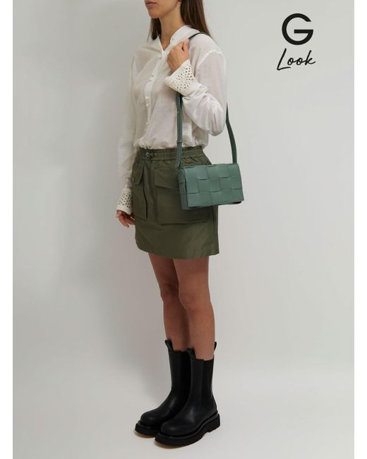 Borsa A Tracolla 'Cassette' Con Motivo Intreccio di Bottega Veneta in Green
