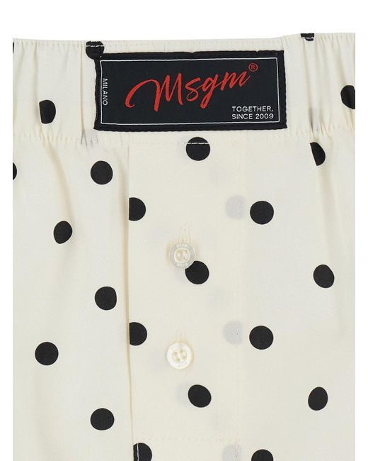 MSGM White Shorts Polka Dot Cotton