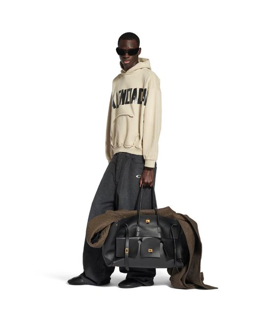 Balenciaga Gray Hoodie With Fixed Hood And Logo Lettering On Front And Rear for men