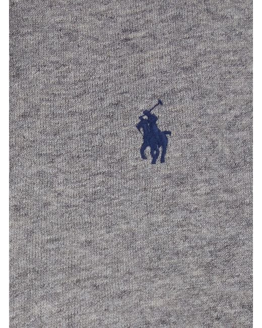 Felpa Con Cappuccio Con Coulisse E Ricamo Cavallino di Polo Ralph Lauren in Gray