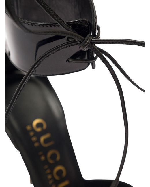 Gucci Black 'Priscilla' Pump With Ankle Cuff And Metal Effect Heel In