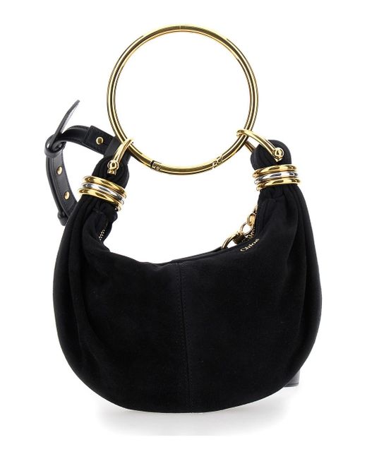 Borsa A Mano 'Bracelet Piccola' Con Manico Ad Anello E Logo Lett di Chloé in Black