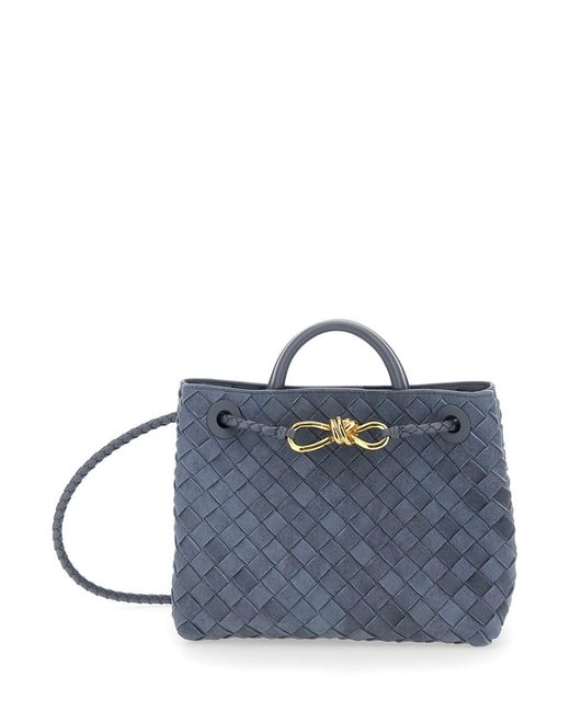 Bottega Veneta Blue 'Andiamo' Small Handbag With Knot Plate On The Fro