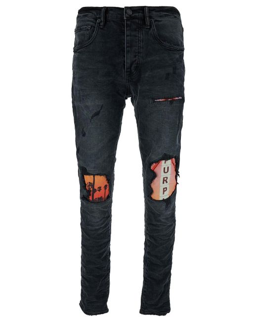 Purple Brand Blue Brand Skinny Jeans With Print And Rips for men