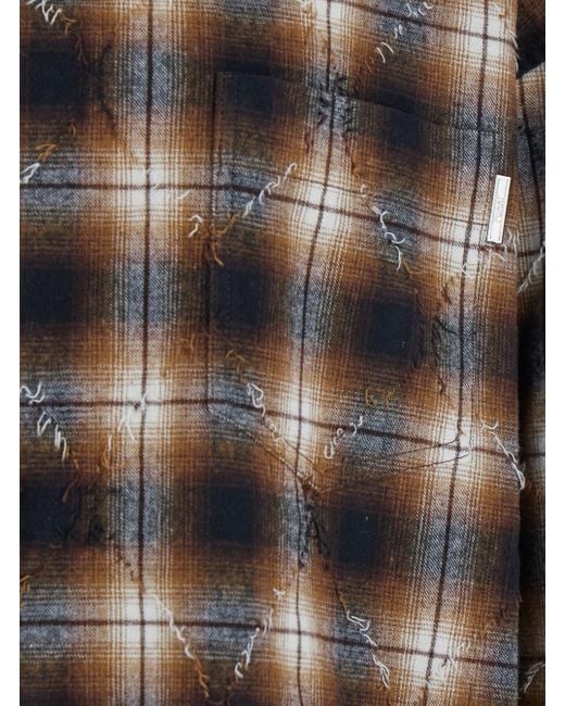 Juun.J Black Shirt With Classic Collar And All-Over Check Motif I for men