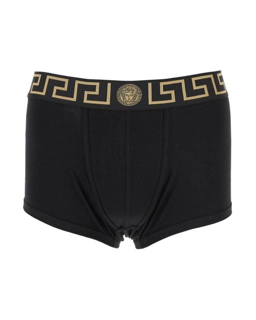 Boxer Con Vita Elasticizzata Con Stampa Medusa di Versace in Black da Uomo