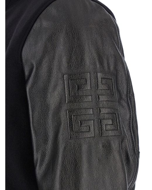 Givenchy Black Bomber Jacket With Leather Sleeves