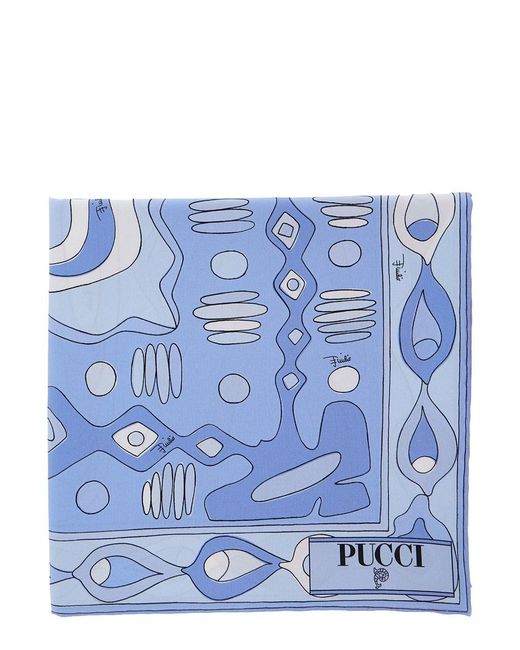 Emilio Pucci Blue 90X90 Silk Scarf