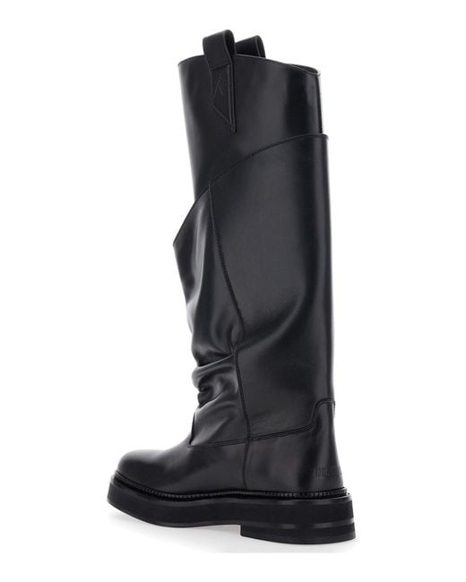 The Attico Black 'Passeggiata' Boots With Heel-Tab And Rubber Sole