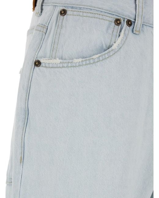 AFTER PRAY Gray Jeans With Logo Patch On The Rear And Ripped Det for men