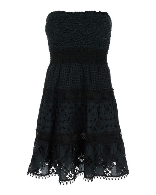 Temptation Positano Black Short Embroidered Dress