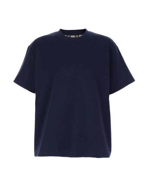 Bottega Veneta Blue Double-Layer T-Shirt With Log Embroidery for men
