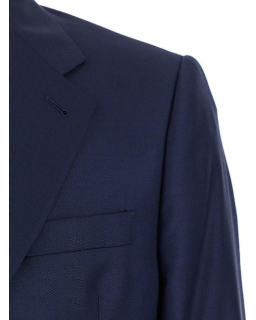 Emporio Armani Blue Single-Breasted Wool Suit for men