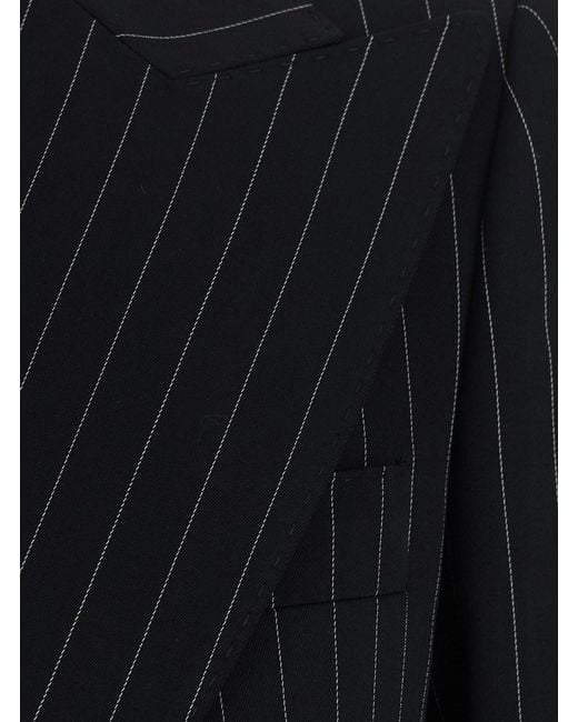Dolce & Gabbana Black Blazer With All-Over Stripe Motif And Notched Re