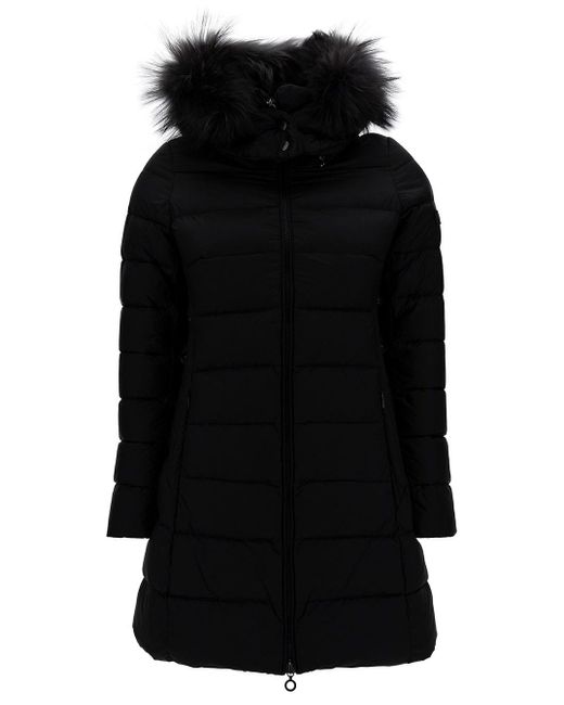 Tatras Black 'sarma' Long Down Jacket With Hood And Logo Patch In Nylon