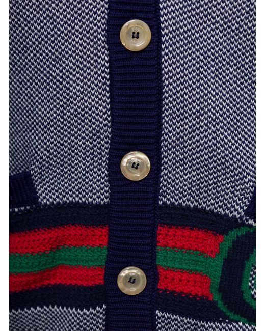 Gucci Blue L/ Cardigan Fine Cotton/Wool for men