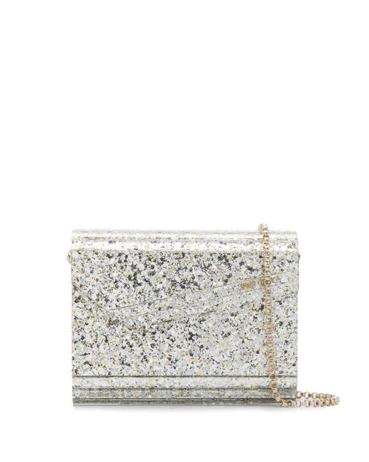 Jimmy Choo White 'candy' Champagne Clutch Bag With All-over Coarse Glitter In Acrylic Woman
