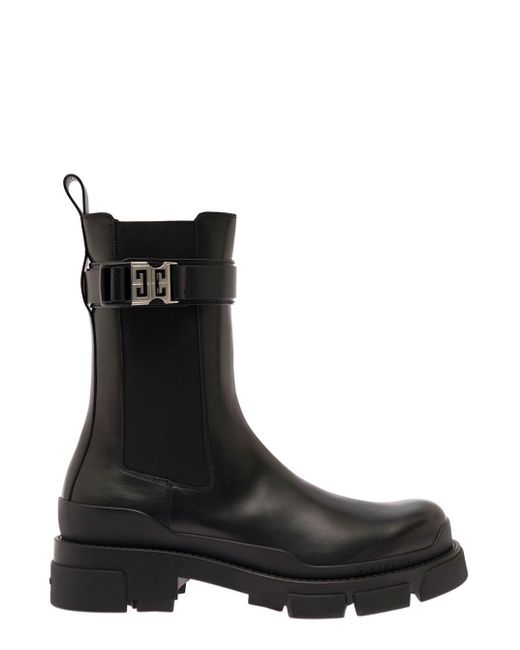 Givenchy Black 'terra' Chelsea Boots With 4g Clip Buckle In Leather Man for men