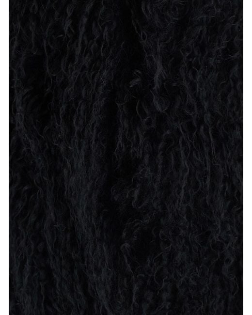 Le Plain Black Real Lamb Fur Gilet With And 100% Tibet Fur For