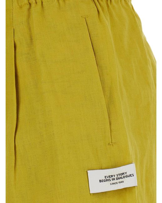 VLISCO DIALOGUES Yellow 'Tam Tam' Shorts With Applied Logo Patch