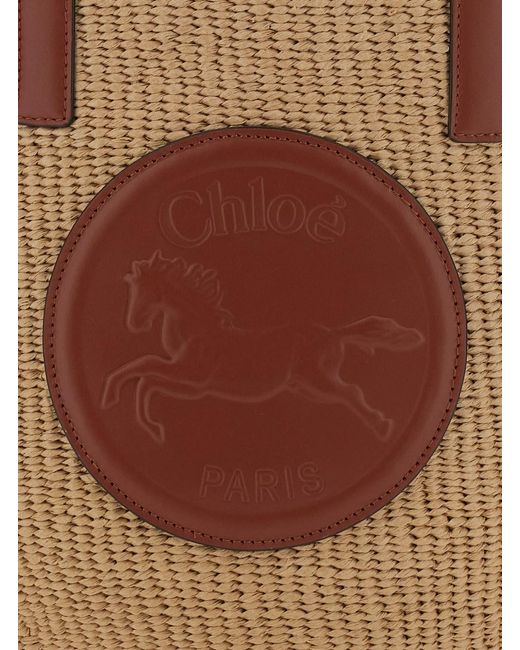 Chloé Brown Chloã 'Horse Medal' Shopper With Flat Handles And Logo Patch On The Front