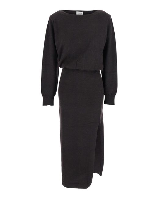 P.A.R.O.S.H. Black Dress With Boat Neck