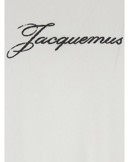 Jacquemus White 'Le T-Shirt Crew Neck T-Shirt With Logo Lettering On The Front for men