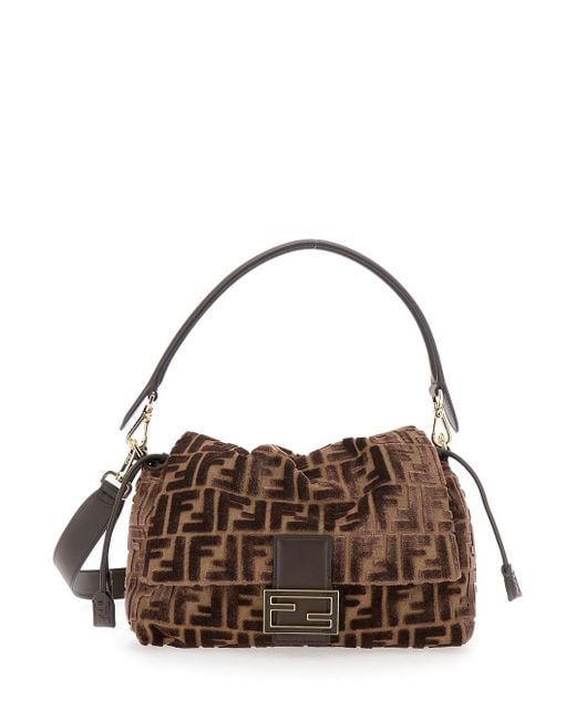 Borsa A Spalla 'Mamma Baguette Media' Con Chiusura Ff Sul Fronte di Fendi in Brown