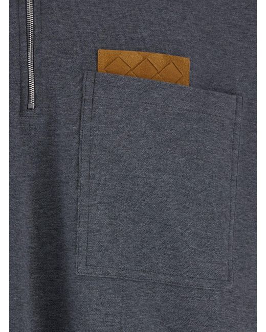 Bottega Veneta Blue Polo Shirt With Long Sleeves And Front Patch Pocke for men