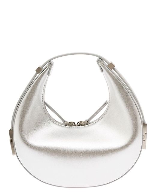 OSOI White 'Mini Toni' Hobo Handbag With Engraved Logo