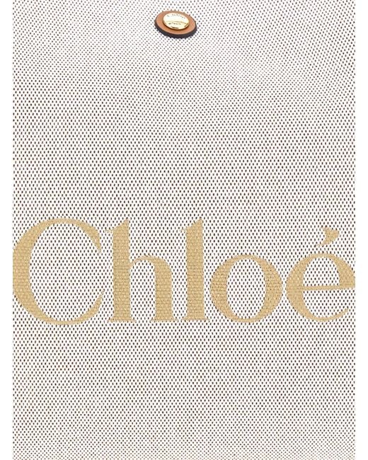 Chloé Brown 'Clover' Tote Bag With Logo Lettering On The Front And Mag