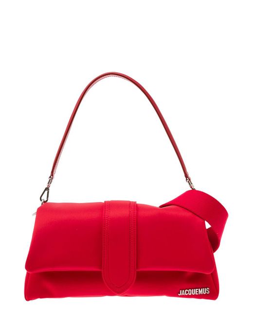 Jacquemus Le Bambimou Red Shoulder Bag With Metal Logo Lettering In Nylon for men