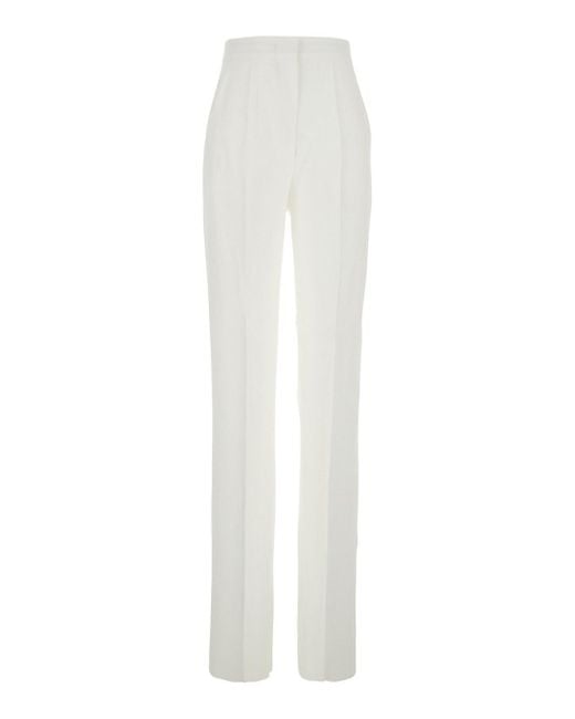 Pantaloni 'Aversa' Con Dettagli Plissettati E Logo Sul Retro di Max Mara in White