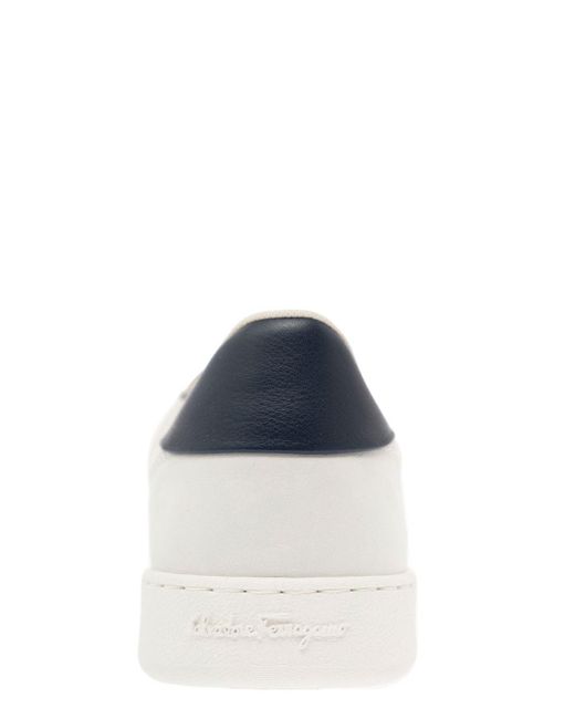 Sneakers in pelle pieno fiore con finiture in nubuck Achille 1 di Ferragamo in White da Uomo