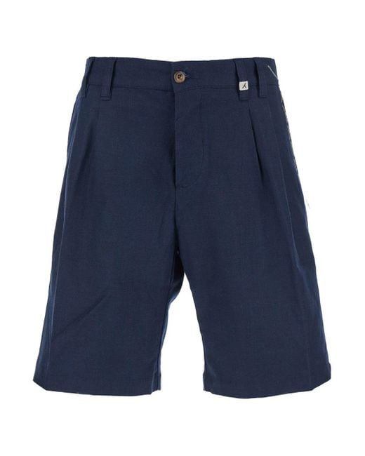 Myths Blue Bermuda Pants With Pences And Contrasting Stitching On The for men