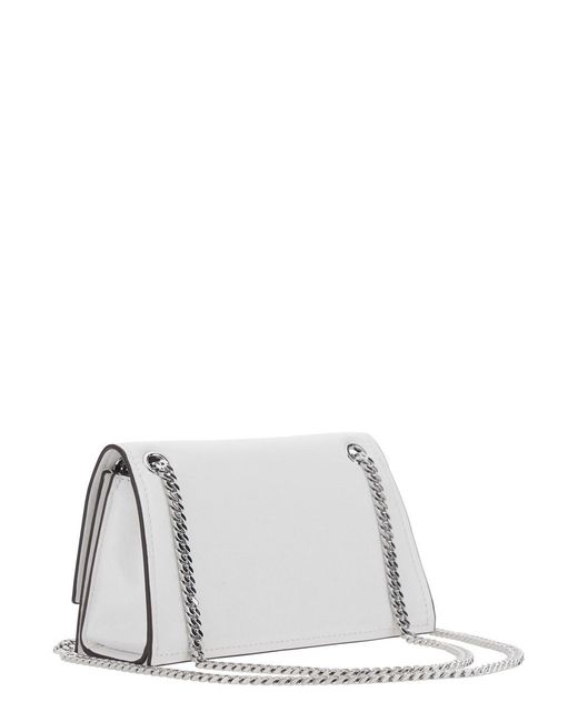 Tory Burch White 'Kira' Shoulder Bag With Chain Strap And Metallic Logo On The Front
