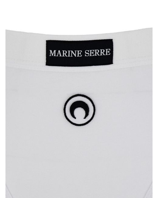 MARINE SERRE White Briefs With 'Crescent Moon' Logo