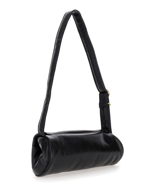 Jil Sander Black 'Cannolo Padded Big' Shoulder Bag With Embossed Logo